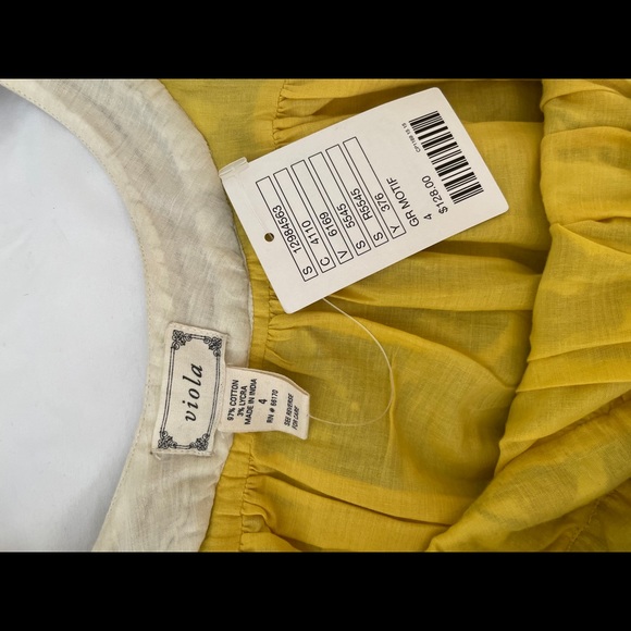 NWT Viola Yellow & Blk Patterned Bow Tie Back Top - Picture 5 of 7